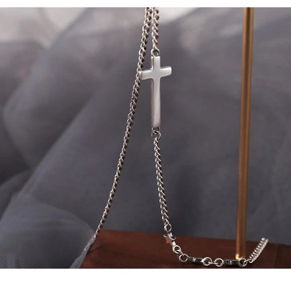 NEW 925 Sterling Silver Cross Chain Necklace - Picture 5 of 9